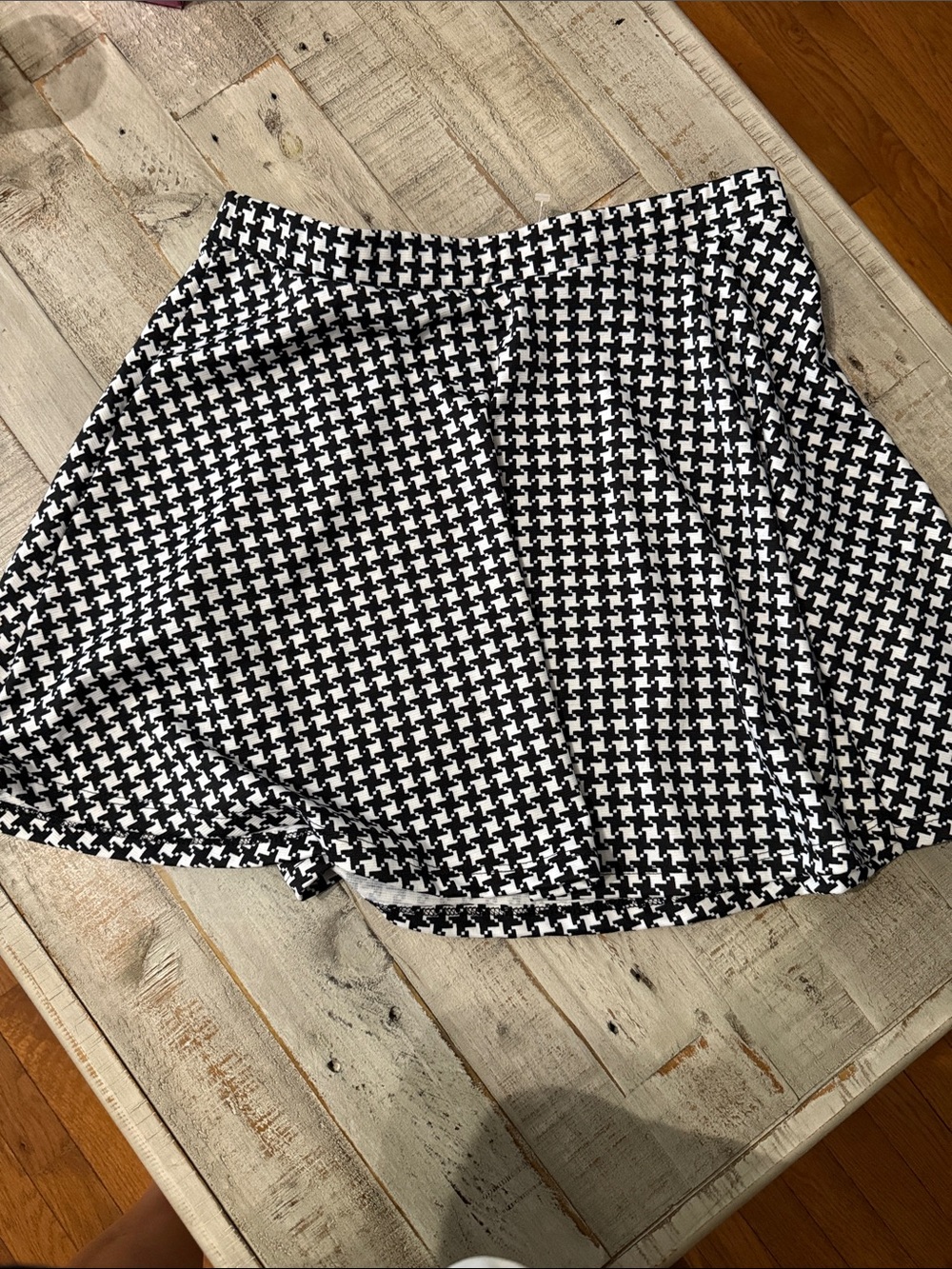 Black & White Houndstooth Mini Skirt